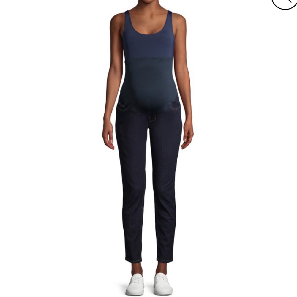 Time & Tru Maternity Comfort Belly Band Dark Wash Skinny Jean Size Small